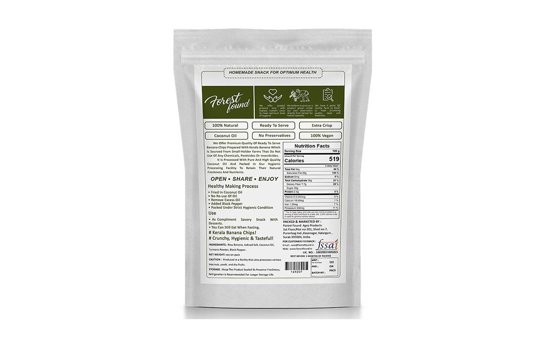Forest Found Kerala Banana Chips    Pack  900 grams